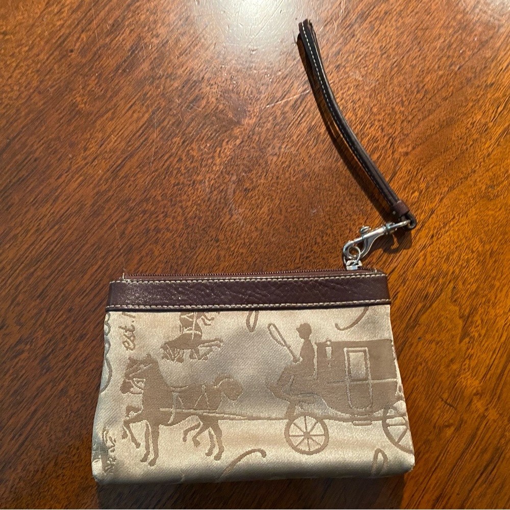 Coach Vintage Horse and Carriage Brown Wristlet with leather strap